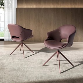 Scaun modern pivotant piele sintetica maro cupru