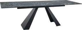 Masa extensibila SALVADORE, negru cu efect de marmura/negru, sticla/ce