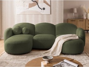 Colțar verde cu tapițerie din țesătură bouclé (în formă de "U") Orbit – Ropez