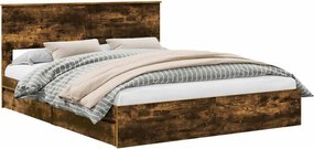 vidaXL Pat cu storage Stejar fumuriu 160 x 200 cm Lemn compozit