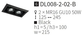 Plafoniera incastrabila cu doua spoturi Metal, negru MYDL008-2-02-B