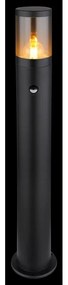 Stalp mediu pentru exterior cu senzor de miscare design modern IP44 Xeloo negru, fumuriu