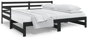 814703 vidaXL Pat de zi extensibil, negru, 2x(80x200) cm, lemn masiv de pin