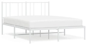 352531 vidaXL Cadru de pat metalic cu tăblie, alb, 150x200 cm
