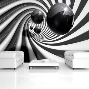 Fototapet - 3D tunel alb negru (254x184 cm)
