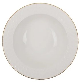 Set de veselă 24 piese, din porțelan, alb/auriu