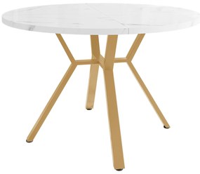 Masă de dining rotundă modernă pentru 4 persoane, Alb+Auriu | Aosom Romania