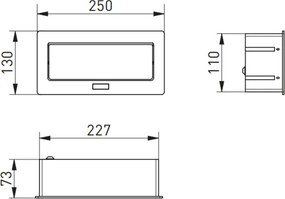 Priză încorporabilă în blat Soft GTV, 3 prize Schuko, alb, 250 x 130 mm Alb, Aluminiu/Plastic, L:250 mm; l:130 mm; H:73 mm