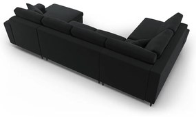 Colțar negru extensibil, cu spațiu de depozitare cu tapițerie din catifea (cu colț pe partea stângă-în formă de "U") Kyoto – Cosmopolitan Design