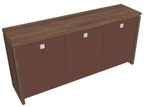 Dulap mic Verno 188 x 46 x 90 cm, uși de sticlă, nuc / maro