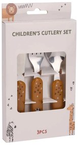 Set Saffari cu 3 tacamuri pentru copii, portocaliu, 13.5 cm