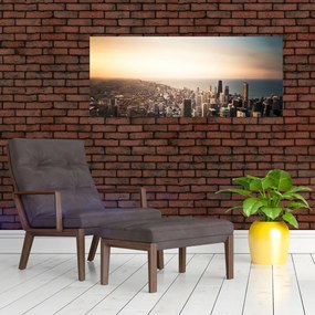 Tablou apusului de soare deasupa orașului (120x50 cm)