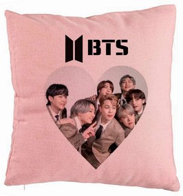 Perna Decorativa BTS Army 4, 40x40 cm, Roz, Husa Detasabila, Burduf