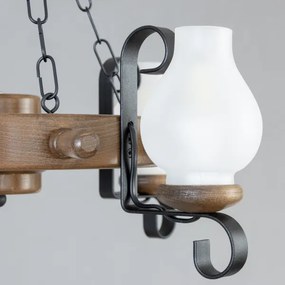 Brilagi - Candelabru pe lanț TIMONA 4xE14/40W/230V diam. 50 cm fag/nuc