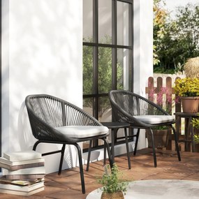 Outsunny Set Bistro pentru Terasa din 3 Piese, Set cu Perne Moi pentru Sezut, Set de Mobilier din Rachita, Negru | Aosom Romania