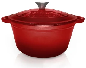 Oală din fontă emailată cu capac 24x11.5 cm, 4L – Cooking by Heinner, Colecția Red Line HR-KN-SM4, pentru supe, tocane și coacere lentă