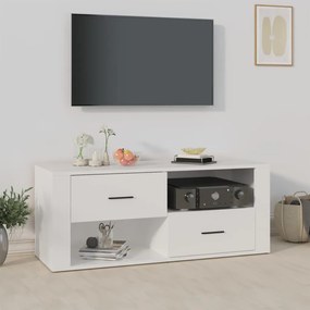 Comoda TV, alb, 100x35x40 cm, lemn prelucrat