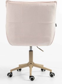 HR560K Scaun Catifea Roz Pudra cu Bază Crem