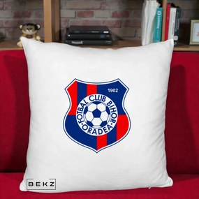 Perna Personalizata FC Bihor Oradea 1902 Fotbal, 40x40 cm, Alb Pufos, Husa Detasabila, Perna Inclusa, BEKZ®