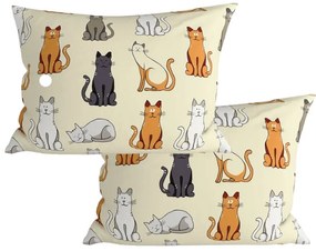 Set 2 bucati fete de perna decorative COLORED CATS BLEND 50x70 cm, crem