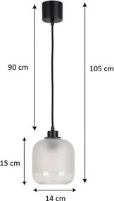 Brilagi - Lustră LED suspendată pe cablu RETRO GLASS 1xE27/60W/230V Ø 14 cm negru/alb