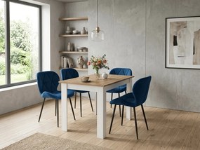 Scaun de masa MANGO VELVET cu picioare negre, albastru