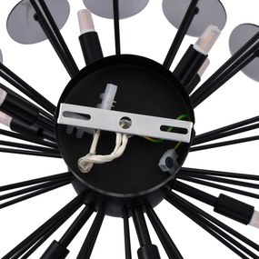 Plafonieră Art Deco neagră cu sticlă fumuriu - Atomic