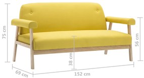 Canapea cu 3 locuri, galben, textil Galben, Canapea cu 3 locuri