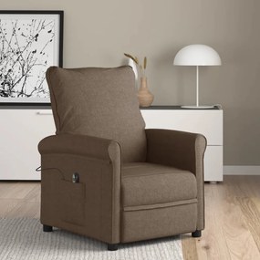 3073707 vidaXL Fotoliu rabatabil electric, maro, material textil