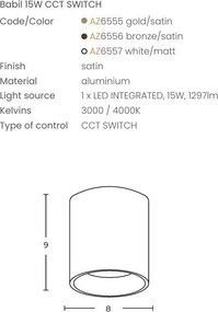 Spot aplicat bronz LED BABIL 15W CCT