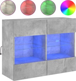 vidaXL Comodă TV de perete cu lumini LED, gri beton, 78,5x30x60,5 cm