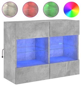 837102 vidaXL Comodă TV de perete cu lumini LED, gri beton, 78,5x30x60,5 cm