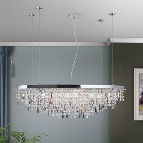 Lustra suspendata cristal K9 design elegant de lux CRYSTALRIVER crom