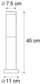 Lampă de exterior pe stâlp antracit 45 cm IP44 - Rox cu țăruș de sol și glandă pentru cablu