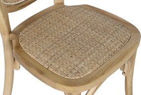 Scaun maro deschis din lemn masiv de ulm cu șezut și spătar împletit din ratan, 96x45x42 cm, „Aubrac"