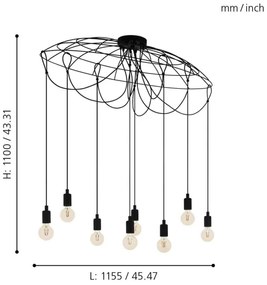 Eglo 43322 - Lustră pe cablu HOGSMILL 8xE27/40W/230V