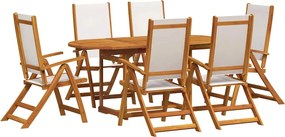 vidaXL Set mobilier de grădină, 7 piese, lemn masiv acacia/textilenă