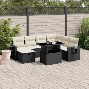 3274996 vidaXL Set mobilier de grădină cu perne, 8 piese, negru, poliratan