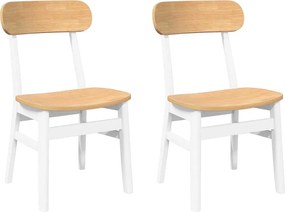 vidaXL Scaune de sufragerie 2 buc Cauciuc din lemn masiv alb