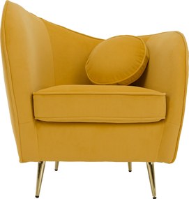 Fotoliu de design, ţesătură Velvet galbenă/gold crom auriu, EZIO