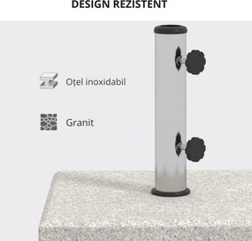 Outsunny Bază Umbrelă Grădină 25kg, Compatibilă cu Stâlpi Ø32mm, Ø38mm, Ø48mm, din Granit și Oțel Inoxidabil | Aosom Romania