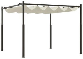 Outsunny Pergolă Pavilion cu Acoperiș Retractabil Rezistent la Apă, Culoare, 298x298x230 cm, Alb Crem | Aosom Romania