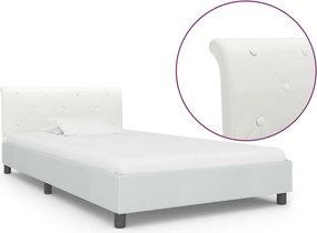 vidaXL Cadru de pat, alb, 100 x 200 cm, piele ecologică
