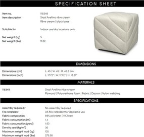 Taburete design LUX Avellino, Reve cream