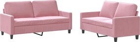 vidaXL Set de canapele cu perne, 2 piese, roz, catifea