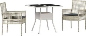 vidaXL Set de masă pentru grădină 3 pcs Gri deschis poliratan