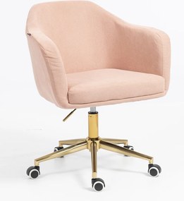 HR832K Scaun Catifea Reiată Premium culoare Roz prăfuit Litchi cu Bază Aurie