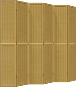 vidaXL Paravan de cameră cu 6 panouri, maro, lemn masiv paulownia
