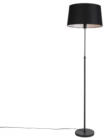 Lampă de podea neagră cu abajur din in neagră 45 cm reglabil - Parte