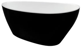 Cada baie freestanding ovala, compozit, negru alb, 170x72 cm, Besco Goya Negru/Alb, 1700x720 mm
